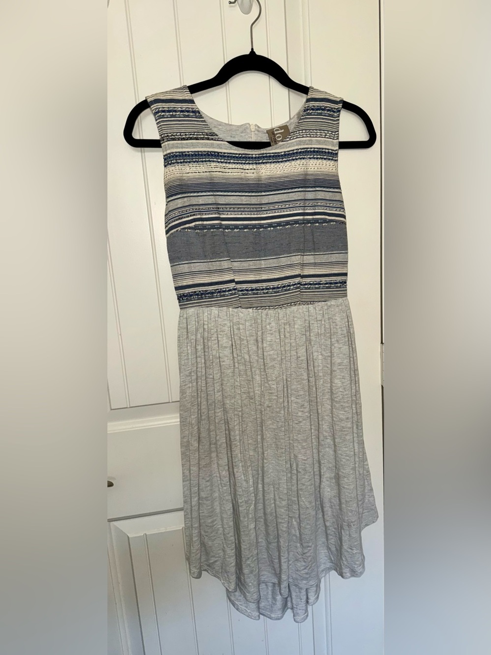 Dolan Left Coast Denim Midi Dress in Navy and Light Gray